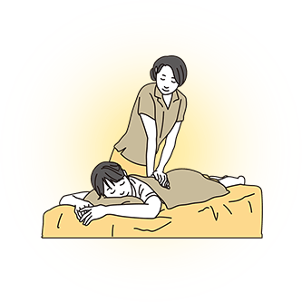 女性をマッサージするイラスト