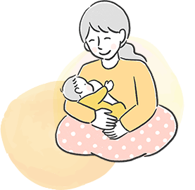 赤ちゃんを抱っこしている女性のイラスト